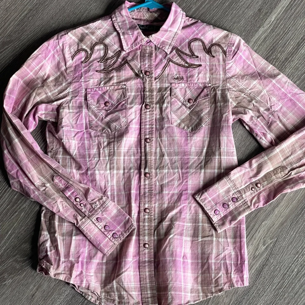 Bundle of two women’s pink western button-up shirts sz medium Cruel Girl & Roper - Picture 7 of 16
